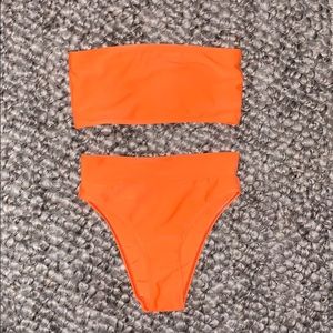 High Waist Neon Orange Bikini